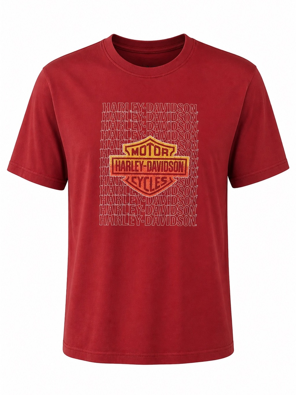 Harley-Davidson Red Tee with Yellow Shield Graphic